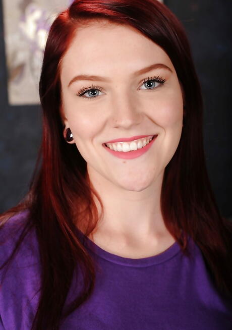 Gracile american red-haired teen Jewels Vega in sexy undies unveils tiny tits and spreads her legs 