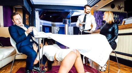 Charming american brunette wife Anissa Kate in nice skirt drilled by big rod after good cock suck 